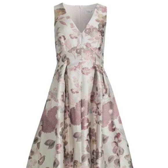Eliza J Metallic Floral Fit & Flare Dress